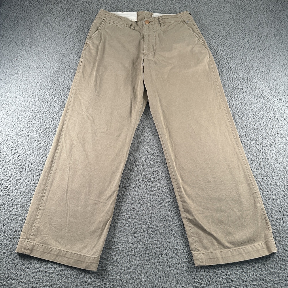 45rpm Chino Pants Mens 32(30 Fit)Beige Japan Cotton Canvas Relaxed Straight Leg